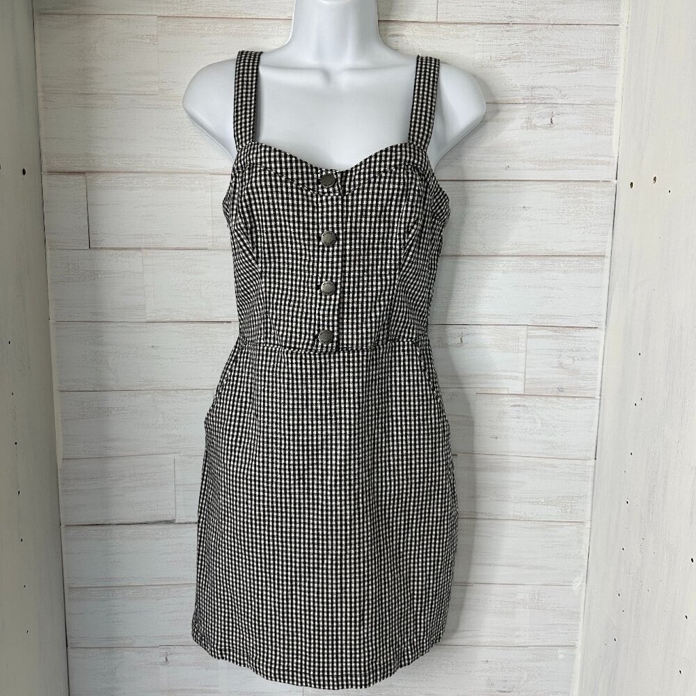 Hollister Womens Sleeveless Gingham Mini Dress  Size Small Black and White